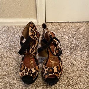 Cute Animal Print Cross Ankle Stiletto Heels